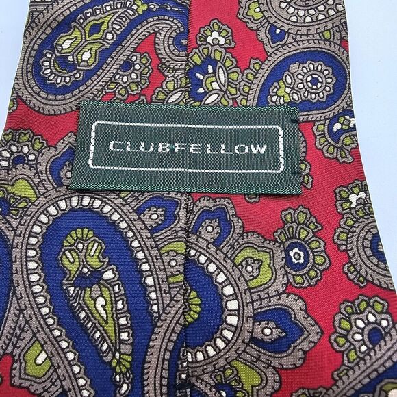 Necktie Mens Vintage by Clubfellow, measurements are 58in x 4in, Red Blue - Picture 5 of 7